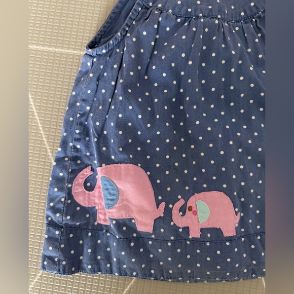 Baby Boden Blue Polka Dot Elephant Dress Jumper 6-12 months - Picture 3 of 5